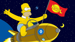 Simpsons character riding BNB Binance rocket