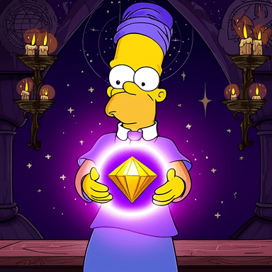 Simpsons fortune teller with crypto crystal ball